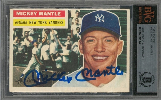 1956 Topps #135 Mickey Mantle Signed card – BGS MINT 9 Signature!
